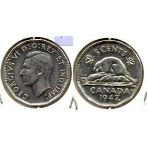   Extra Fine 1947 Maple Leaf Variety Canadian Nickel 