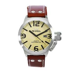  TW Steel Mens TW1 Canteen Brown Leather Yellow Dial Watch 