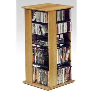  CD / DVD / VHS 576 Solid Wood Oak Finish Spinner Storage 