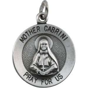   Silver 18.25 Rd Mother Cabrini Pend Medal W/ 18 Inch Chain Jewelry