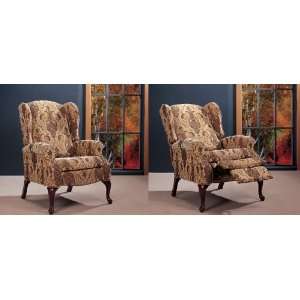 NEW Victoria Queen Anne Fabric Recliner Wing Chair w/ Arm  