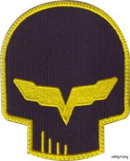 CORVETTE SKULL (YELLOW) EMBROIDERED SEW ON PATCH  