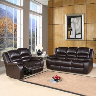 Reclining Sofa Set Loveseat Couches Ashlyn Italian Leather Living Room 