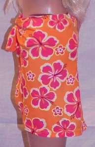 My Size Barbie Orange & Red Flower Swimsuit Coverup  