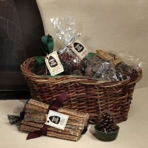  Sampler Gift Basket. Woven Willow Basket With 6 Pine Cone Starters 