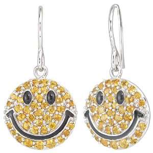  Sterling Silver Smiley® Citrine Drop Earrings Jewelry