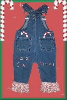 Boutique Christmas Candy Cane Princess Overalls 6 9 mth  