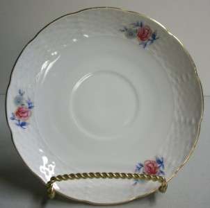 Czechoslovakia China Saucer Basket Weave With Pink & Blue Flower 