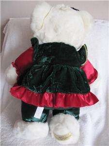 1998 Dandee Snowflake Teddy Plush Girl Bear Dressed For Christmas w 