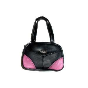  Black Leather Coin Purse w/ Pink Corner Accents 