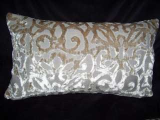 Lush Beige Modern Contemporary Cut Velvet Bolster Pillow  