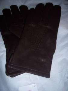 Mens Grandoe Brown Leather Deerskin Gloves, Medium  