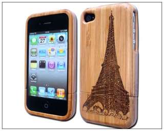 Genuine Natural Bamboo Wood Wooden Case Cover iPhone 4 4S Front&back 