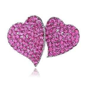   Pink Rose Crystal Rhinestone Heart Love Couple Costume Fashion Ring