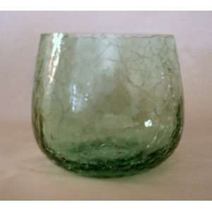  Green Crackle Glass Vase 
