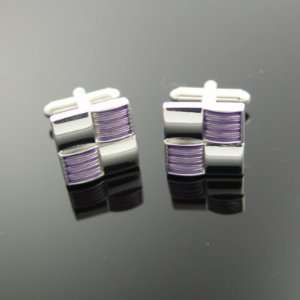  Purple & Silver Four Square Cufflinks 