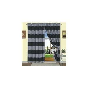  Black and Grey Rod Pocket Two Panels Curtain Set  Tullia 