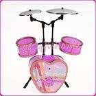 Cool Cute Shocking Pink Drum Set For Barbie Doll Great Heart Gift For 