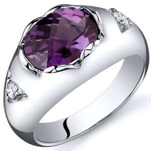 Oval Checkerboard Cut 2.50 carats Alexandrite Ring in Sterling Silver 