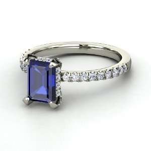  Reese Ring, Emerald Cut Sapphire Platinum Ring with 