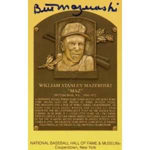 Bill Mazeroski Gold Hall Of Fame Plaque Signed in Blue Sharpie 