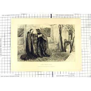 Edwin Abbey Man Woman Romance Mistress Antique Print