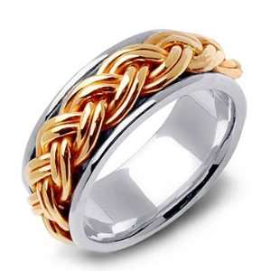  ISOCRATES 14K Two Tone Gold Braided Wedding Band Ring 