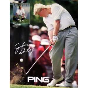 John Daly Golf Poster 17 X 22 with Autograph on 6x4 Paper