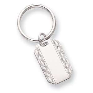    Rhodium Plated Patterned Edge Key Ring Kelly Waters Jewelry