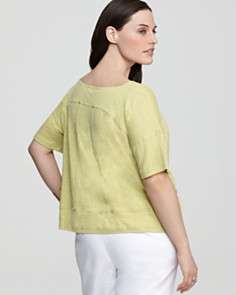 Eileen Fisher Plus Size Studded Linen Boxy Top