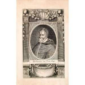  1721 Copper Engraving Portrait Pope Urban VII Roman 