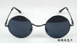 pair Gray Lenses Vintage Retro Round Glasses Sunglasses