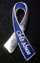 Child Abuse Awareness Month April Blue Silver Imprinted Ribbon Lapel 