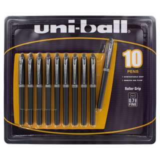 Uni Ball Grip Stick Roller Grip Pens, Fine Point, 0.7 mm, Black Ink 