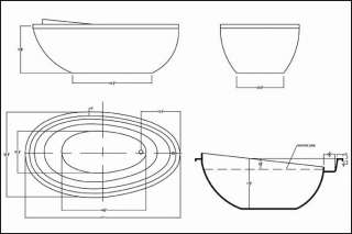 39x71 Freestanding Soaker Bathtub / Bath Tub in White ~ Breeze Series 