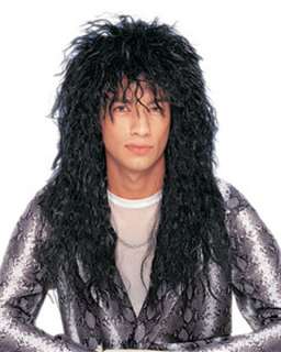 80s Heavy Metal GLAM ROCK Curly Jon Bon Jovi Wig Black  