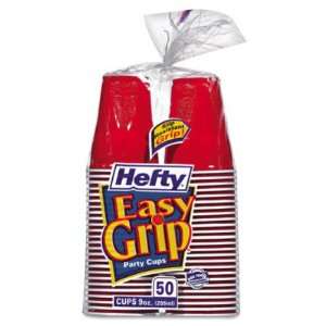 Easy Grip Disposable Plastic Party Cups   9 oz, Red, 50/Pack(sold in 
