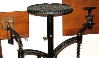 RARE 1880 Victorian Eastlake Gilt Iron+Wood Double Library Stand from 