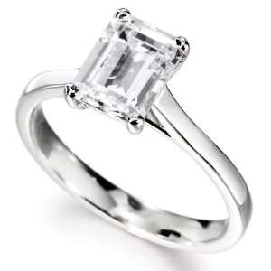  GIA Certified Diamond Solitaire Engagement Ring With a Emerald Cut 