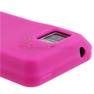 Pink Gel Soft Case+LCD Privacy Film+Car Charger For Motorola Droid 