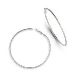    Silver Tone Extra Large Polished Round Hoop Earrings Jewelry