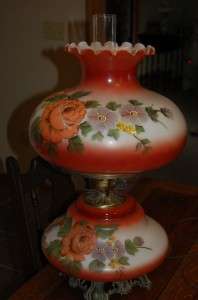   Victorian type GWTW Lamp Hurricane Vintage Lamp Hand Painted  