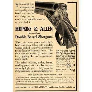  Ad Hopkins Allen Arms Double Barrel Shotguns Rifle Hunting Firearms 
