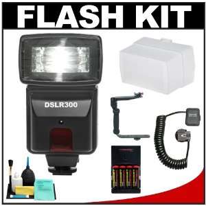  Design DSLR300 High Power Auto Flash with Diffuser + Flash Bracket 