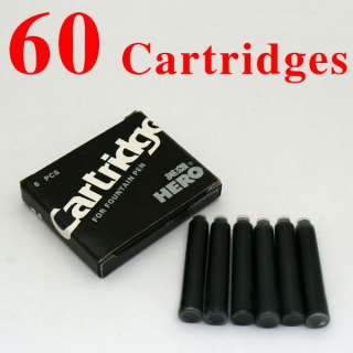 60pcs HERO Fountain Pen Ink Cartridges in black  