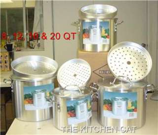 ALUMINUM STOCK POT SET w Lid Cover with Steamer Inserts  