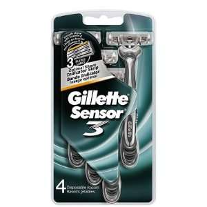Gillette Sensor3 Smooth Shave Disposable Razors 4 ct (Quantity of 4)
