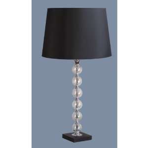   Table Lamp, Chrome, Glass, Black Fabric Shade, B8967
