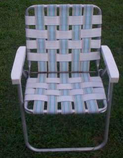 Vintage Aluminum Framed Folding Lawn Chair (A)  