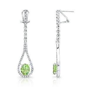 Victoria Kay 4ct Green Garnet and 4/5ct White Diamond Drop Earrings in 